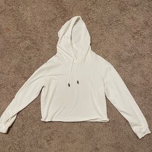 Large, cropped white hoodie